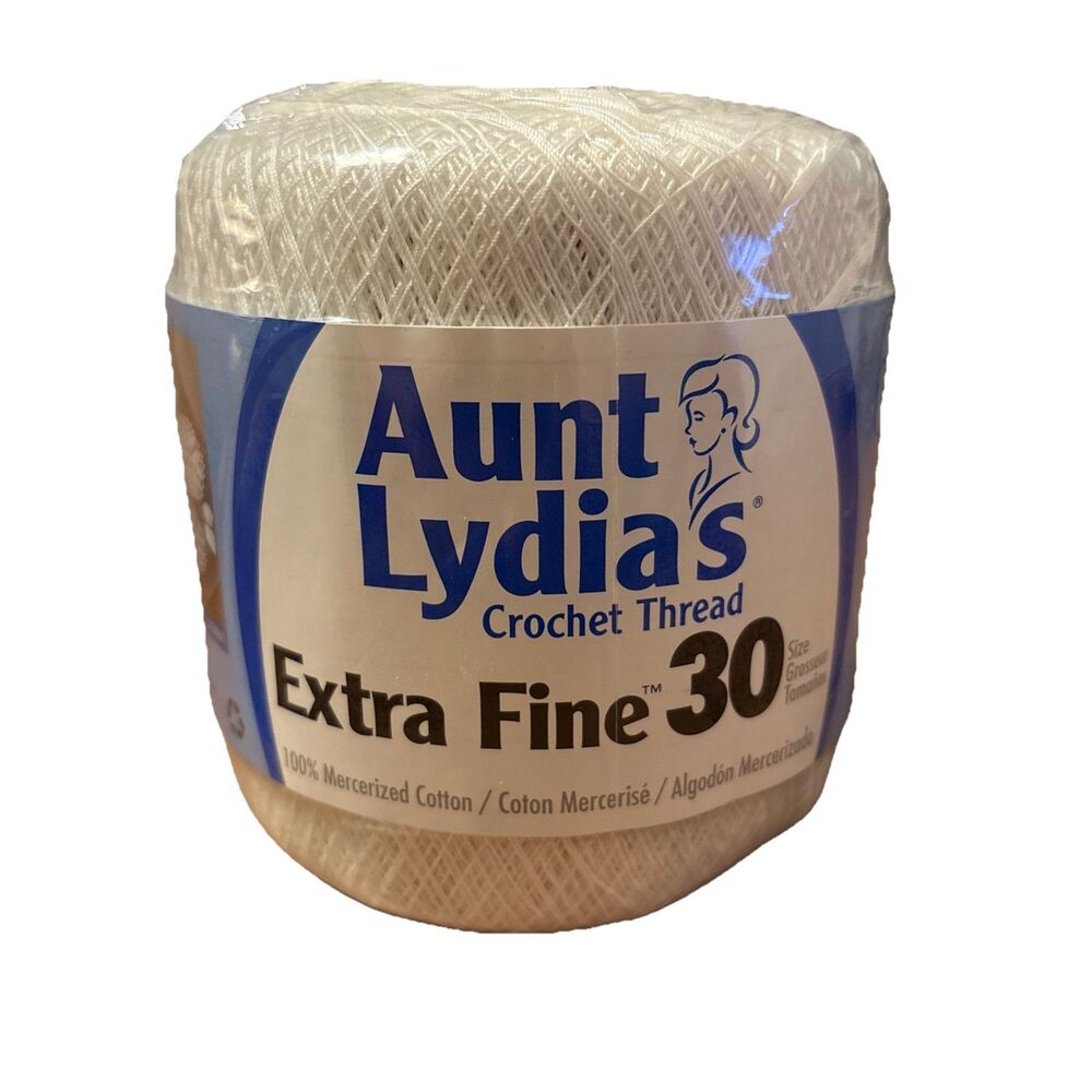 Aunt Lydia's Extra Fine Crochet Thread White  500 Yards Size 30 NEW